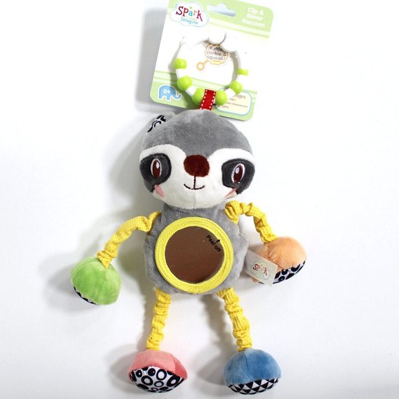Spark Create Imagine Clip-on Mirror Soft Raccoon Toy - Picture 1 of 5